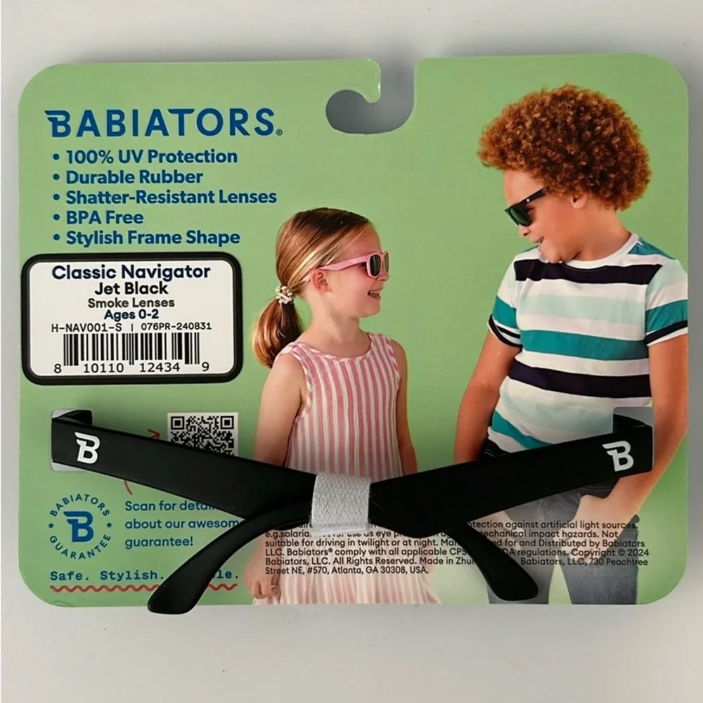 Babiators Black Navigator Sunglasses for Kids 0-2 3-5 years